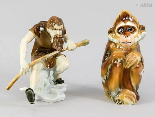 Two figures, Squatting Monkey, Ens,