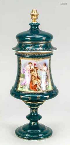 Viennese style lidded vase, Bohemia