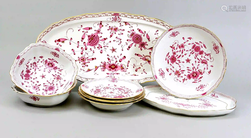 Nine serving pieces, Meissen, pomme