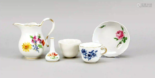 Meissen set of 5 pieces, cream jug,