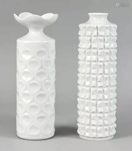 Two vases, Meissen, c. 1980, 1st ch