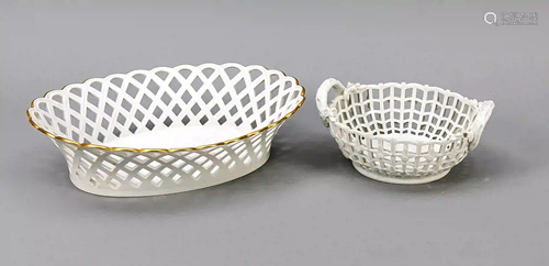 Two baskets, KPM Berlin, round bask