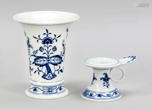 Vase and candlestick, Meissen, c. 1