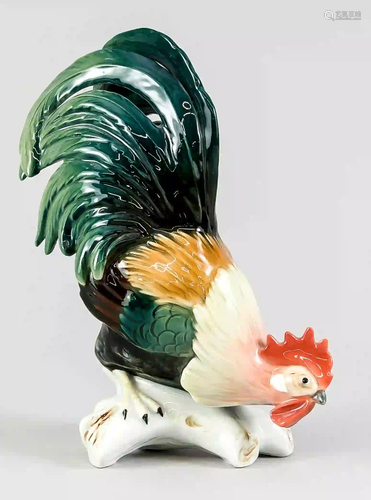 Rooster, Ens, polychrome painted, h