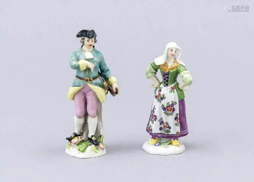 2 miniature figures, Meissen, knob