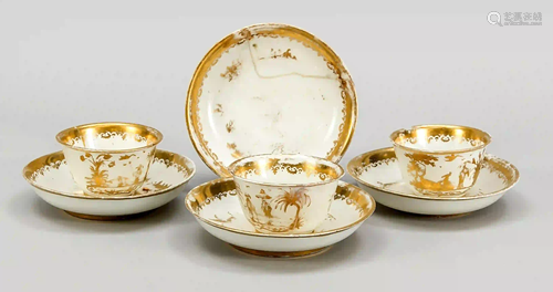 Three Koppchen with 4 saucers, Meis