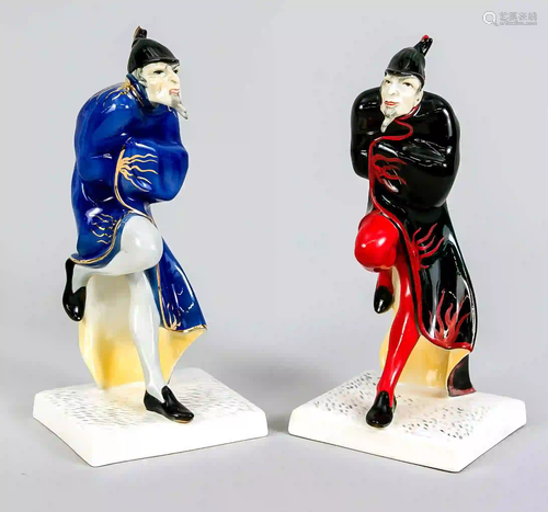 Two figures, Mephisto in red and bl