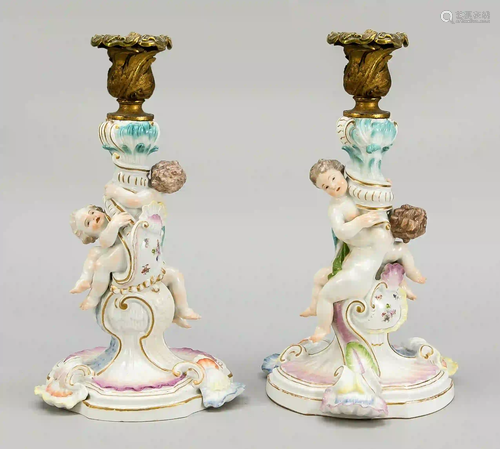 Pair of table candlesticks, Meissen