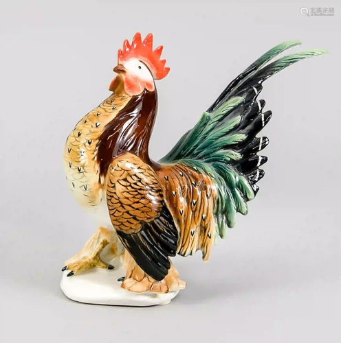 Rooster, Ens, mill mark, polychrome