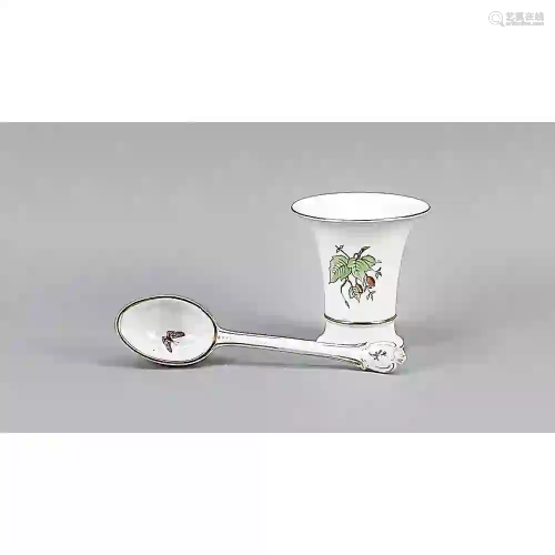Vase and porcelain spoon, 20th c.,