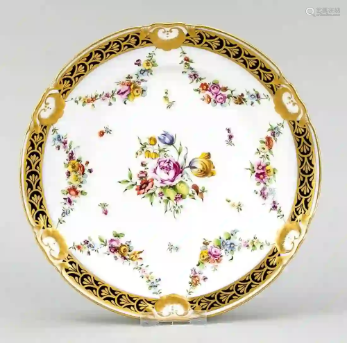 Plate, Vienna, polychrome floral pa