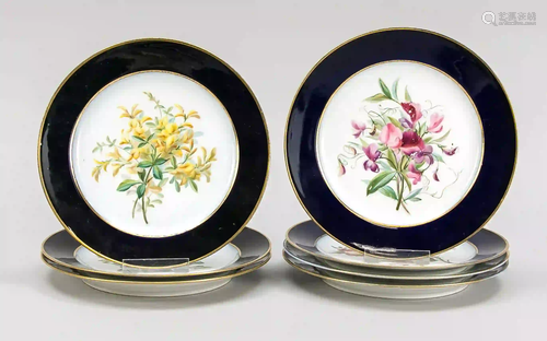 Seven dessert plates, Sevres, marks