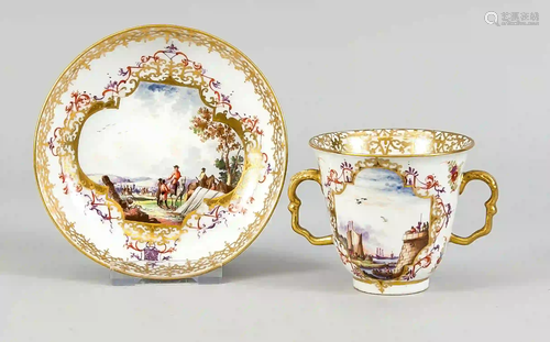 Chocolate cup with saucer, Meissen,