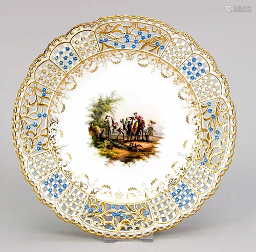 Plate with falconry, Meissen, mark