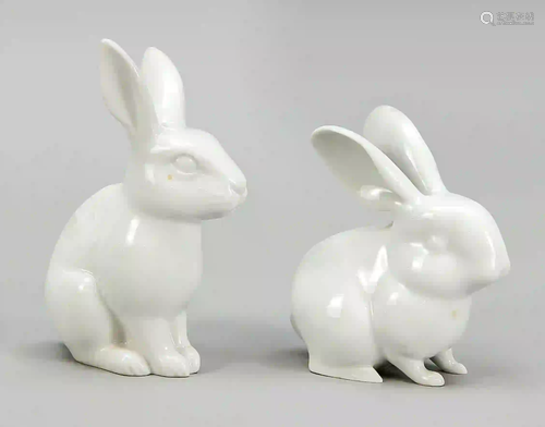 Two hares, KPM Berlin, marks 1962-1