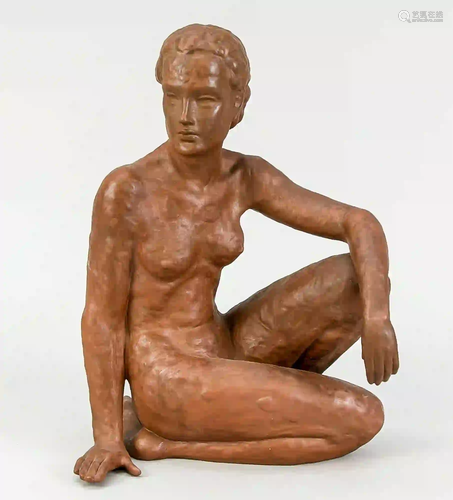 Sitting female nude, probably Katzh