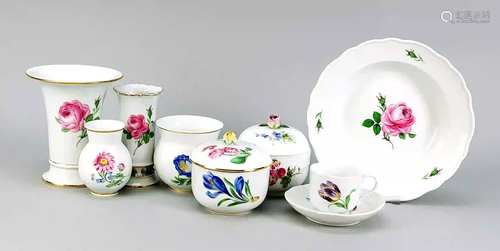 Nine pieces Meissen, 20th century,