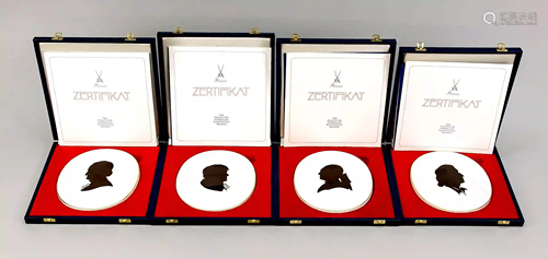 Four plaques with silhouettes of po