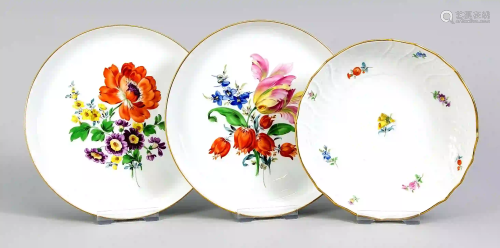 Three plates, Meissen, 2 wall plate