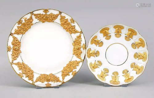 Two ceremonial plates, Meissen, whi