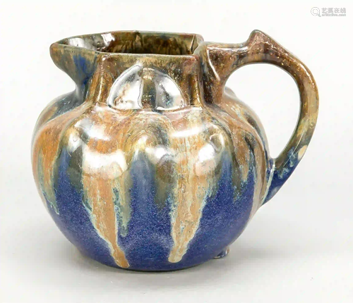 Jug with handle, ceramic, running g