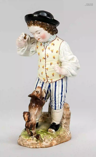 Boy with dog, HÃ¶chst Damm 19th cent