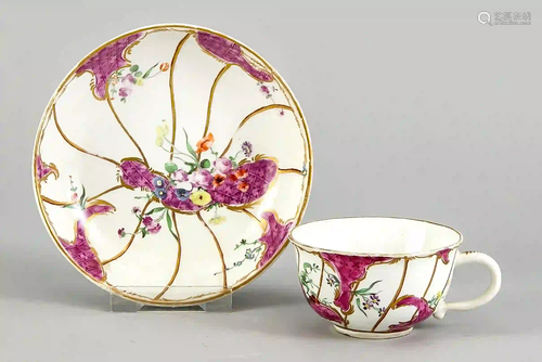 Cup with saucer, Hoechst, 18th cent