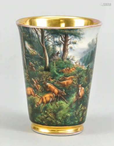 Goblet with hunting scene, 19th cen