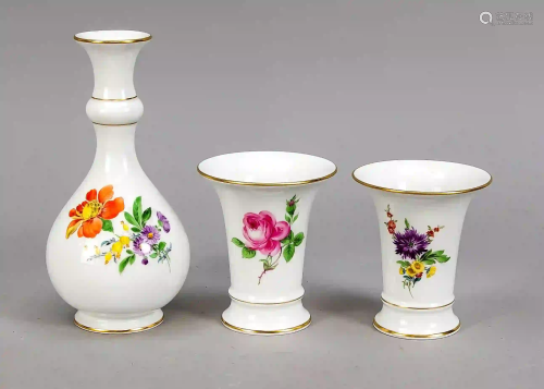 Three vases, Meissen, after 1950. b