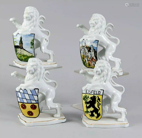 Four figures, bean, white porcelain