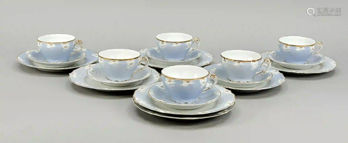 Six Art Nouveau dinner sets, w. Hut