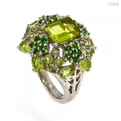 Peridot ring silver 925/000 with d