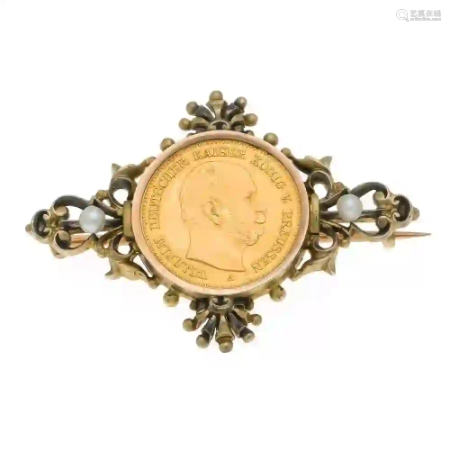 Coin brooch silver 800/000 unstamp