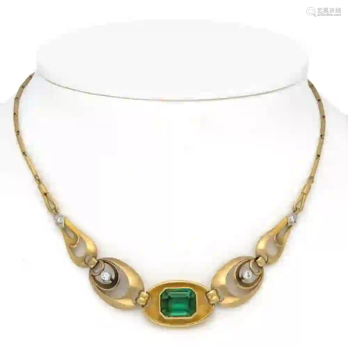 Tourmaline and brilliant necklace