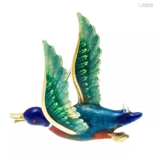 Enamel brooch duck GG 750/000 full