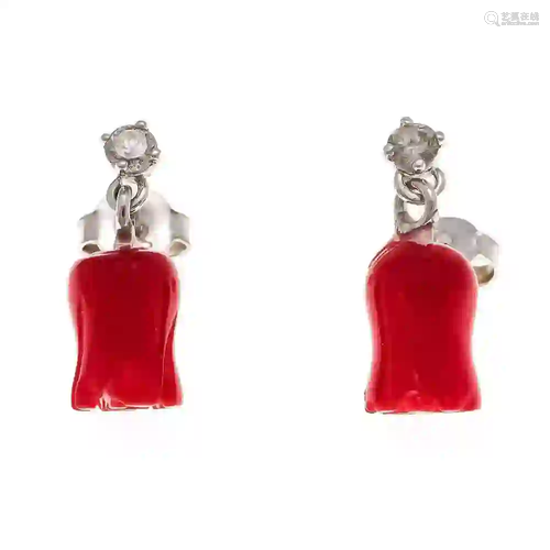 Coral diamond ear studs WG 585/000