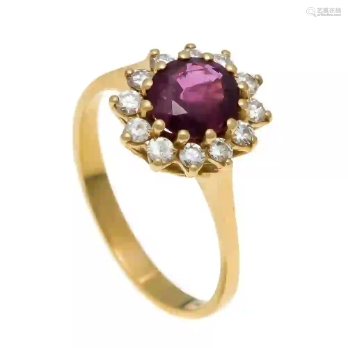 Ruby and diamond ring 750/000 with