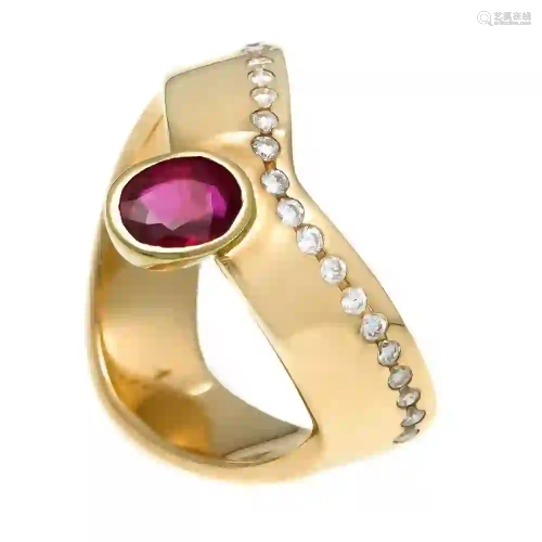 Ruby and diamond ring 750/000 with