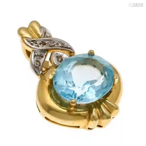 Blue topaz diamond clip pendant GG