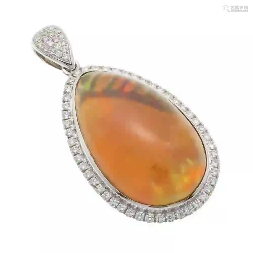 Opal diamond pendant WG 750/000 wi