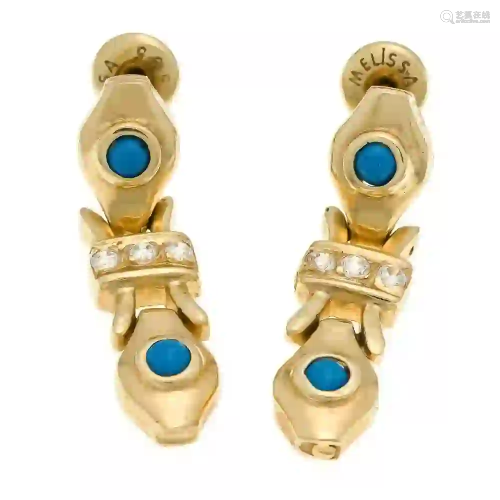 Turquoise ear studs GG 585/000 wit