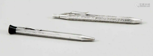 Two pens, 20th c., silver 830/000 a