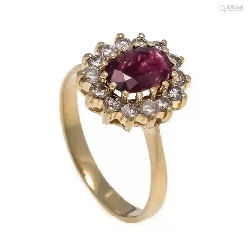 Ruby and diamond ring gold ring 58