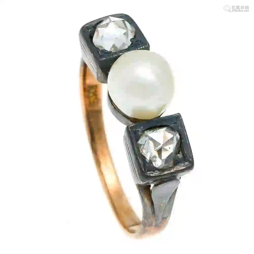 Pearl diamond rose ring size 585/0