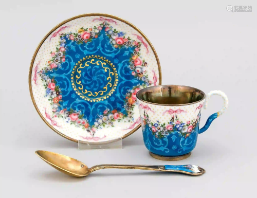 Cup with saucer and spoon, probably