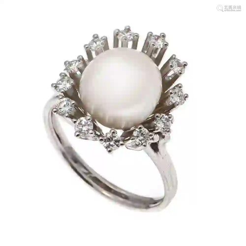 Akoya diamond ring WG 585/000 with