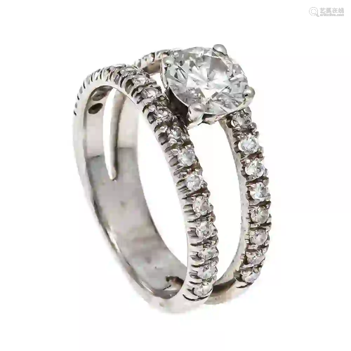 Diamond ring WG 750/000 with a bri