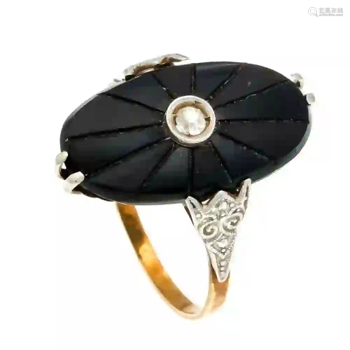 Art Deco onyx diamond ring GG / WG