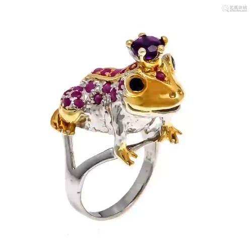 Frog ring silver 925/000, partly g