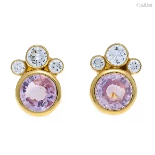 Pink sapphire and brilliant ear st